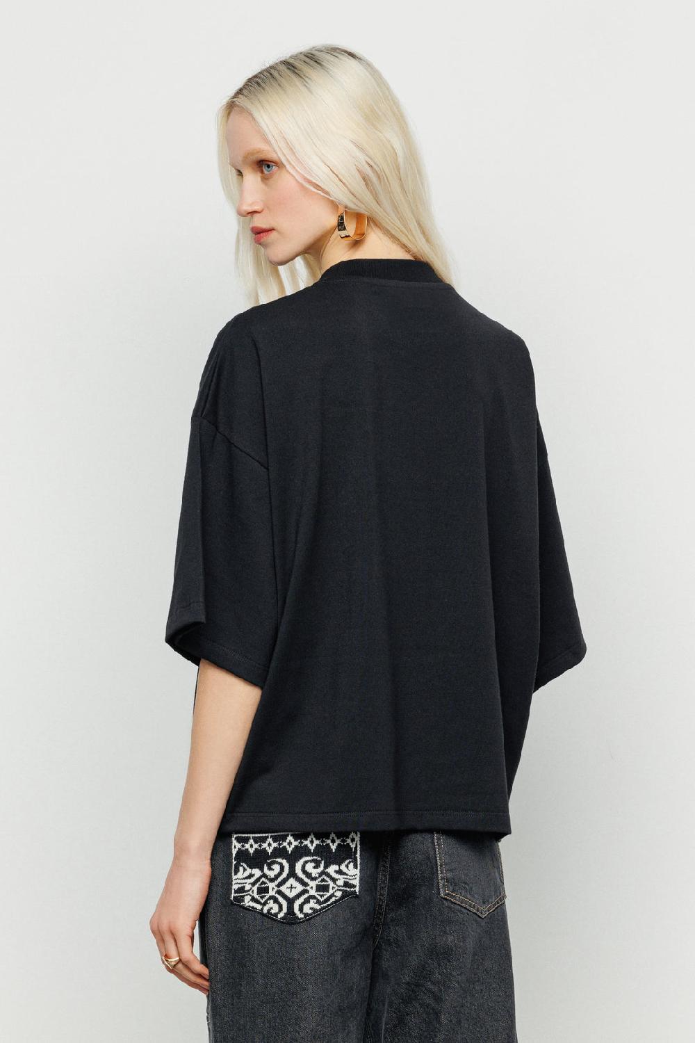 Akep T-SHIRT AKEP FIT OVERSIZE CON RICAMO SUL DAVANTI Saldi Di Fabbrica