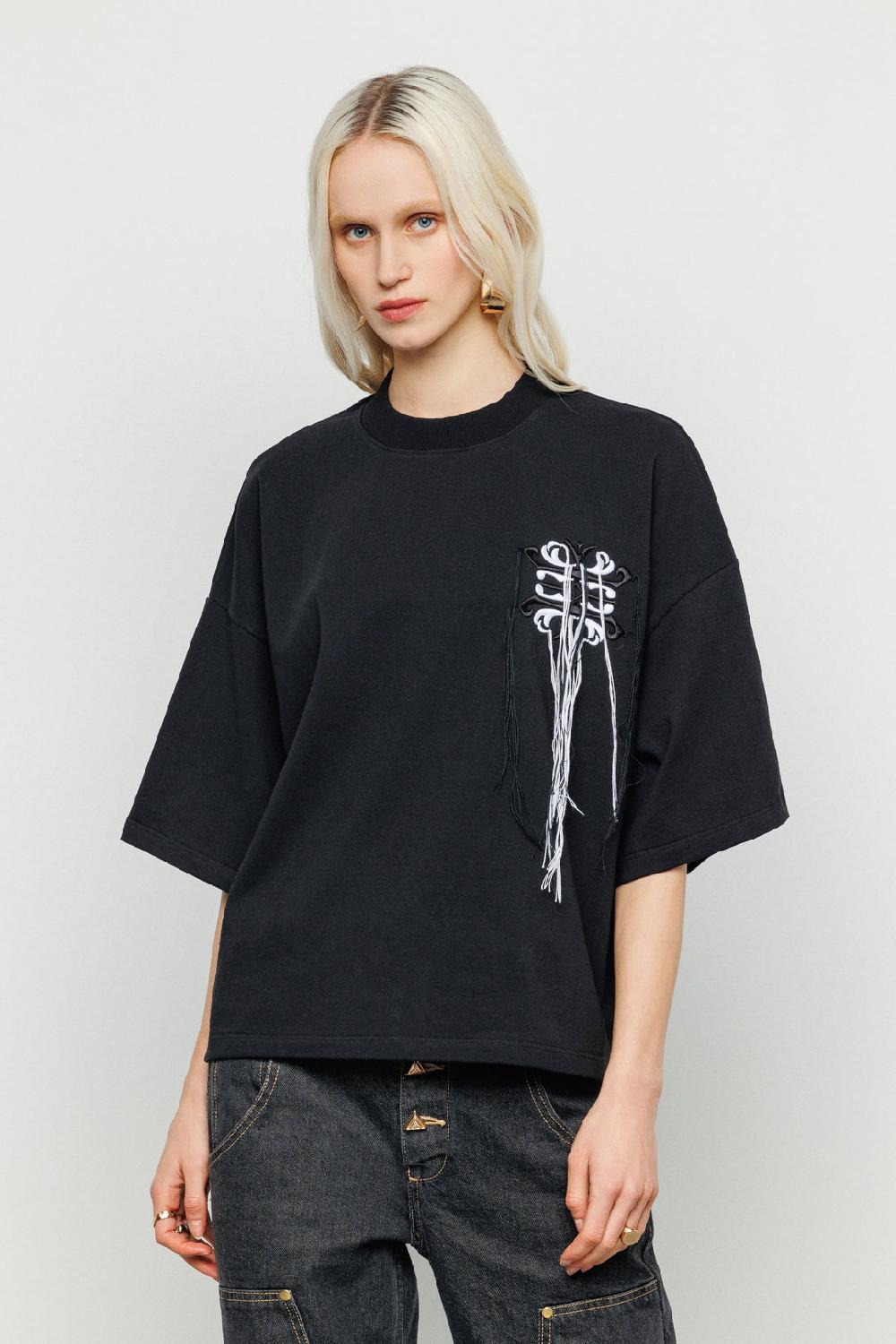 Akep T-SHIRT AKEP FIT OVERSIZE CON RICAMO SUL DAVANTI Saldi Di Fabbrica