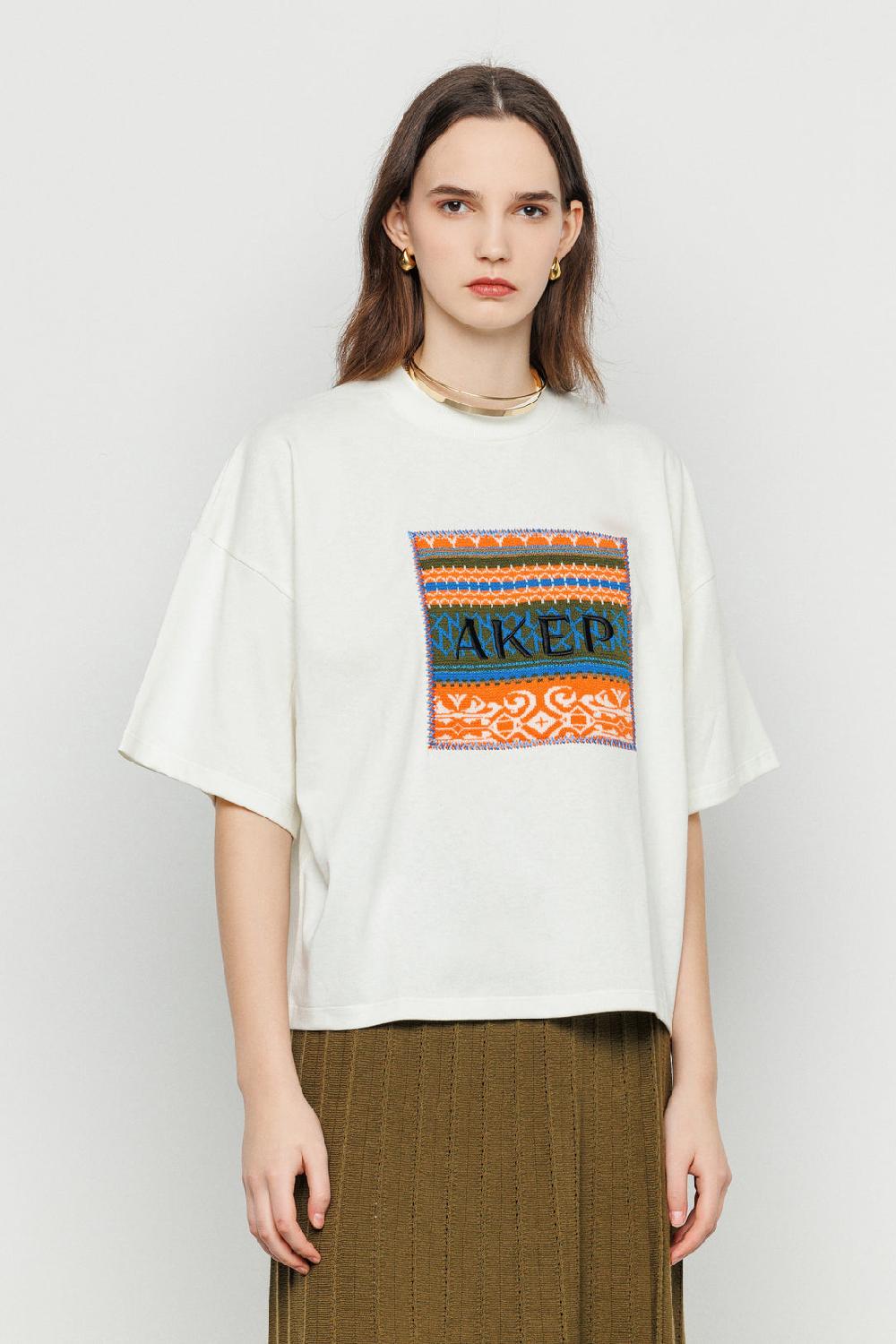 Akep T-SHIRT AKEP OVERSIZE CON APPLICAZIONE JACQUARD SUL DAVANTI I Più Venduti