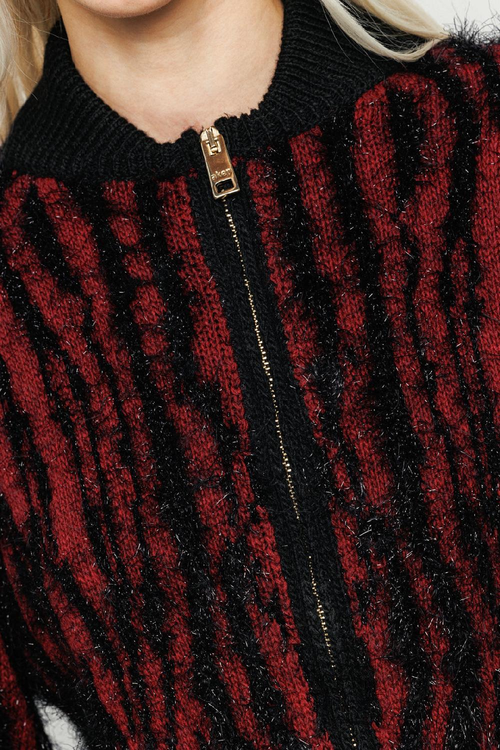 Akep CARDIGAN AKEP CON FULL ZIP ZEBRATA DETTAGLI IN LUREX Negozio