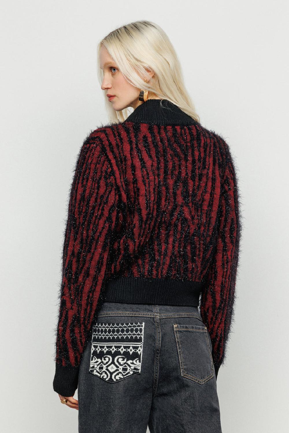 Akep CARDIGAN AKEP CON FULL ZIP ZEBRATA DETTAGLI IN LUREX Negozio