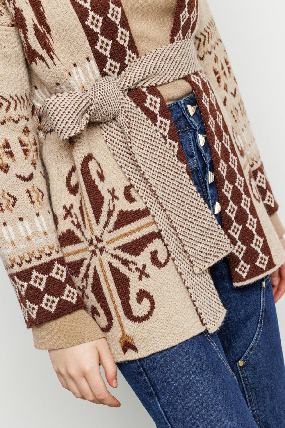Akep CARDIGAN AKEP IN JACQUARD CON CINTURA Nuova