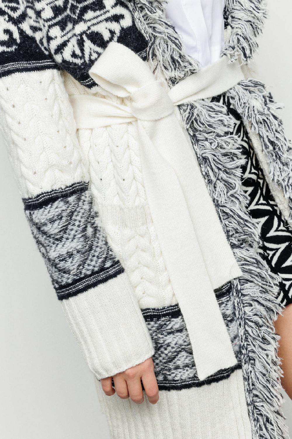 Akep CARDIGAN MIDI AKEP LAVORAZIONE A TRECCE IN JACQUARD CON CINTURA 2025
