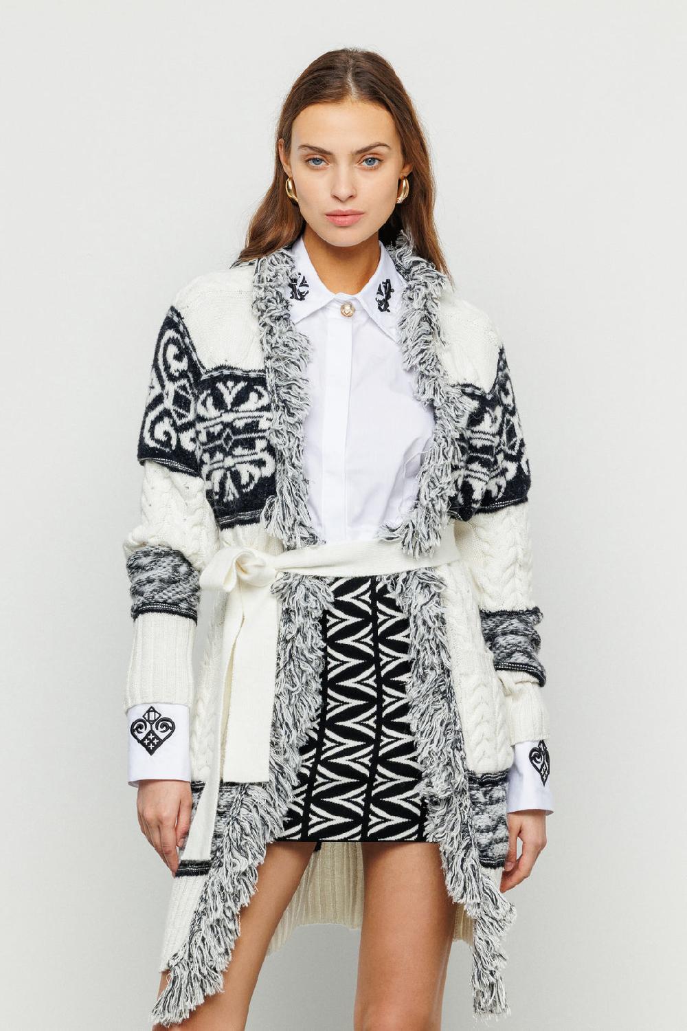 Akep CARDIGAN MIDI AKEP LAVORAZIONE A TRECCE IN JACQUARD CON CINTURA 2025