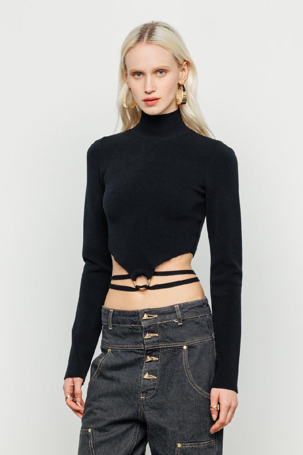 Akep CROP TOP AKEP A COLLO ALTO CUT CHEST Qualità