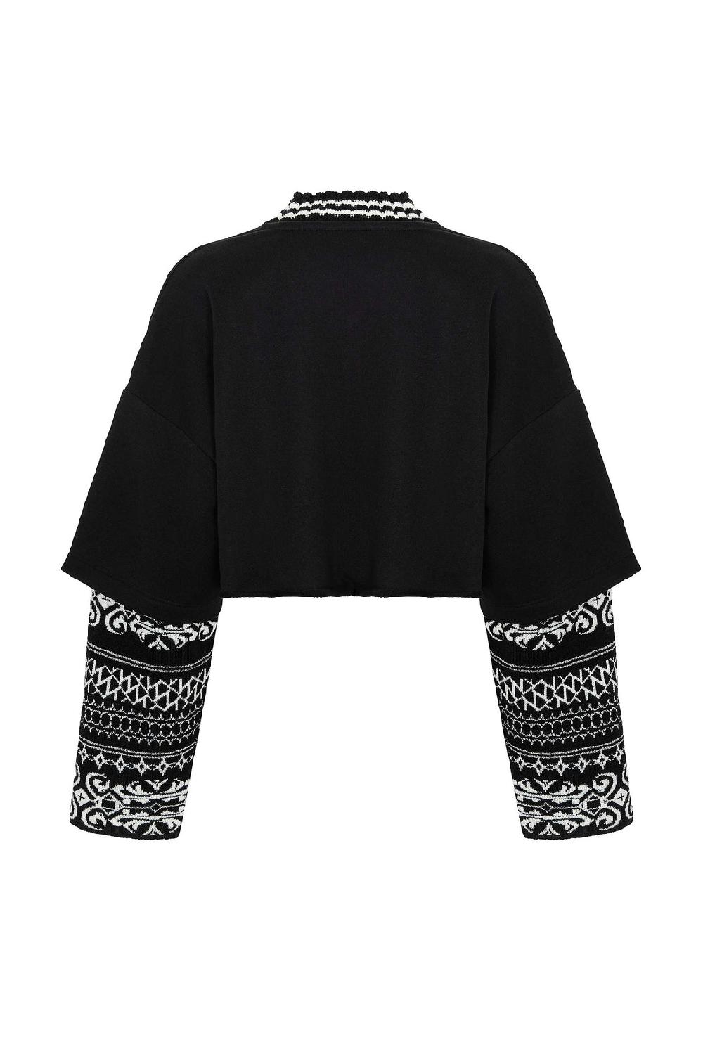 Akep FELPA AKEP CROPPED CON MANICHE IN JACQUARD Consegna Veloce