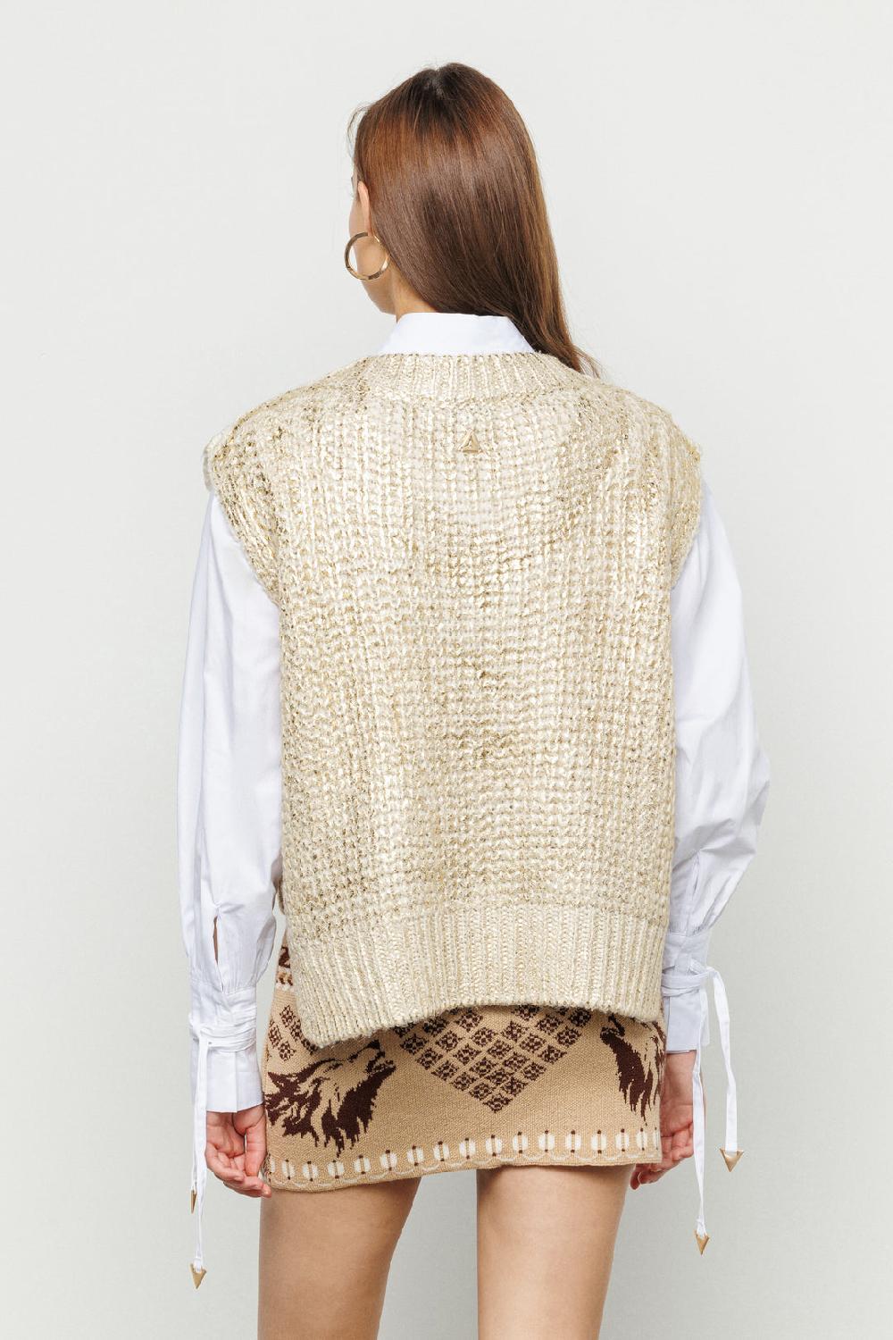 Akep GILET AKEP PLACCATURA GOLD CON SCOLLO A V Prezzo Ridotto