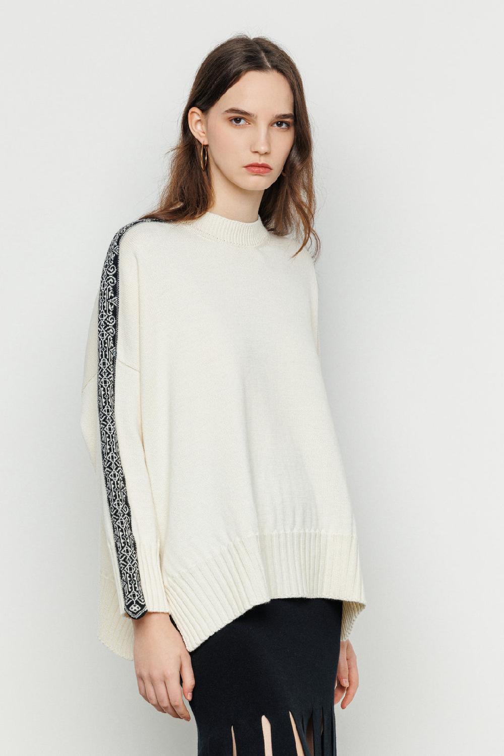 Akep PULLOVER AKEP GIROCOLLO CON BANDA JACQUARD LUNGO LE MANICHE 2025
