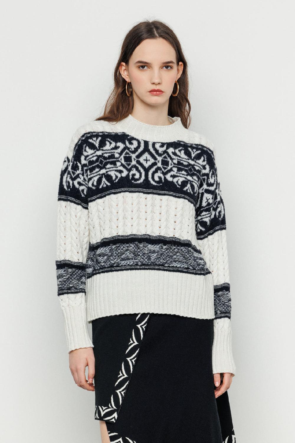 Akep PULLOVER AKEP GIROCOLLO INTRECCIATO CON INSERTI JACQUARD Italia