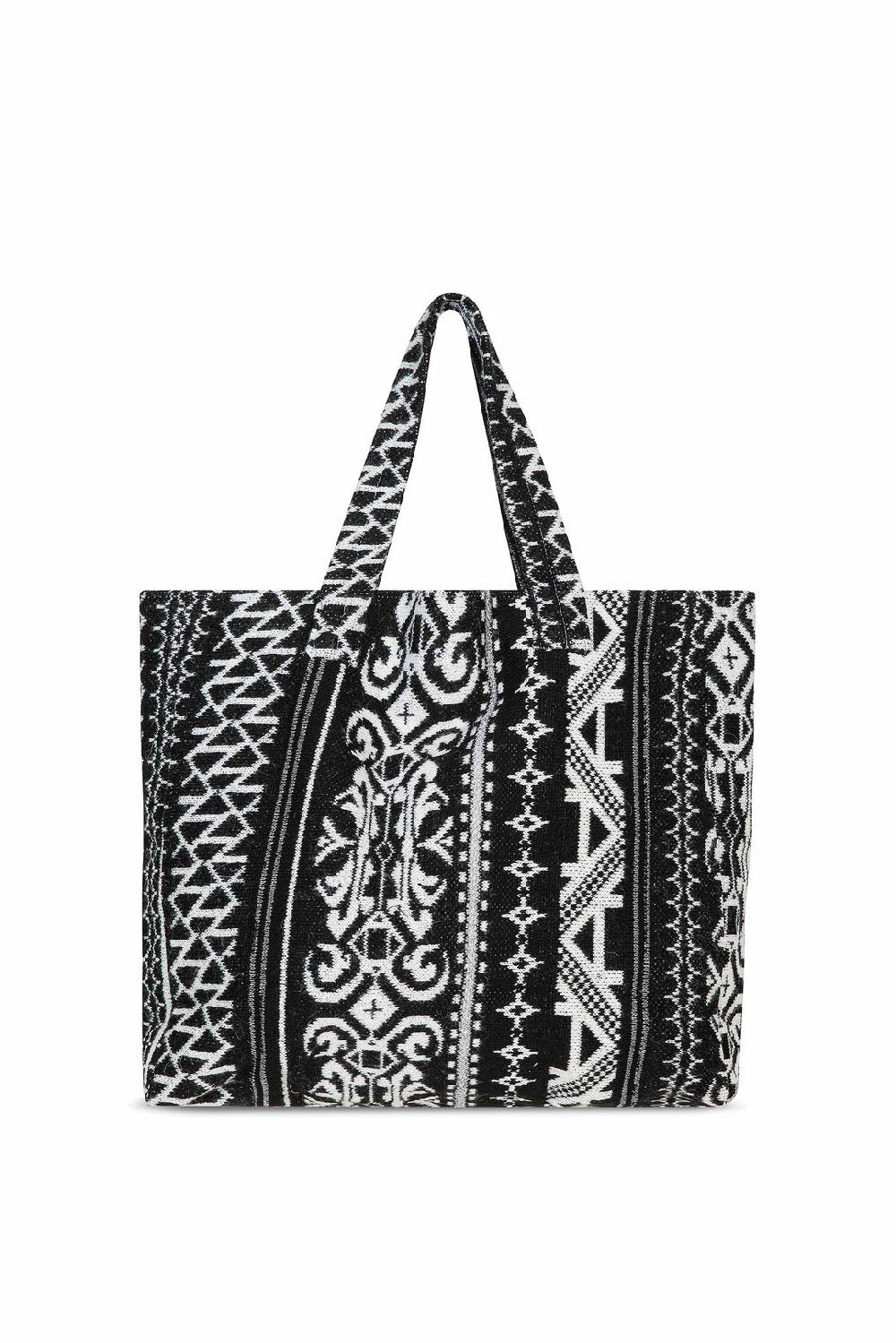 Akep SHOPPING BAG AKEP MISTO LANA JACQUARD BLACK&WHITE Promozione