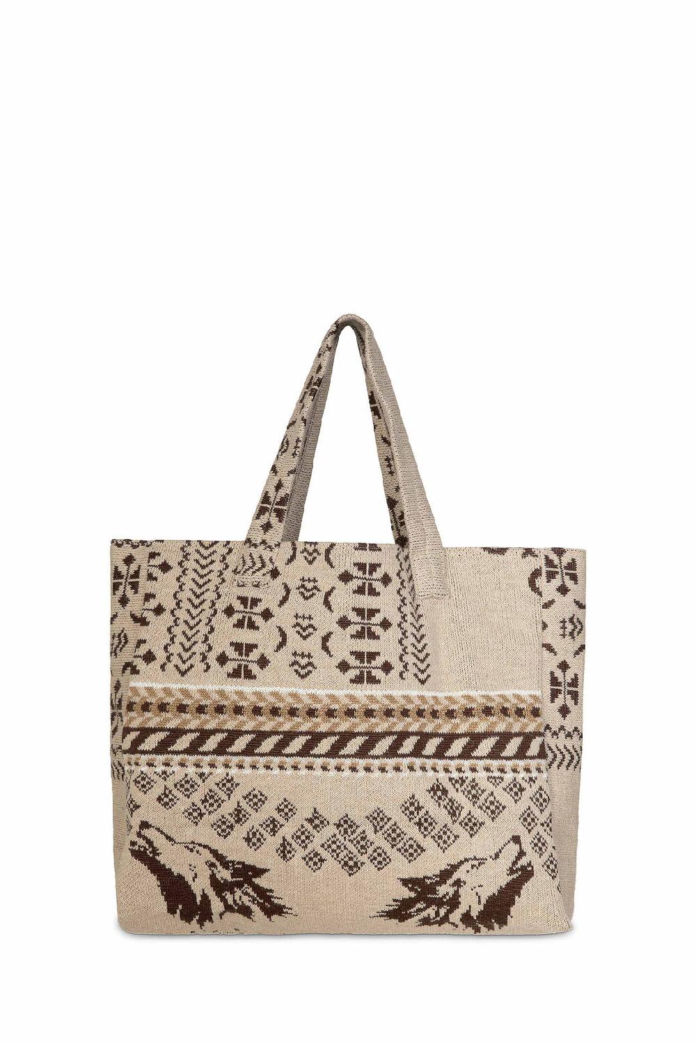 Akep SHOPPING BAG AKEP MISTO LANA JACQUARD SABBIA Pezzi Unici