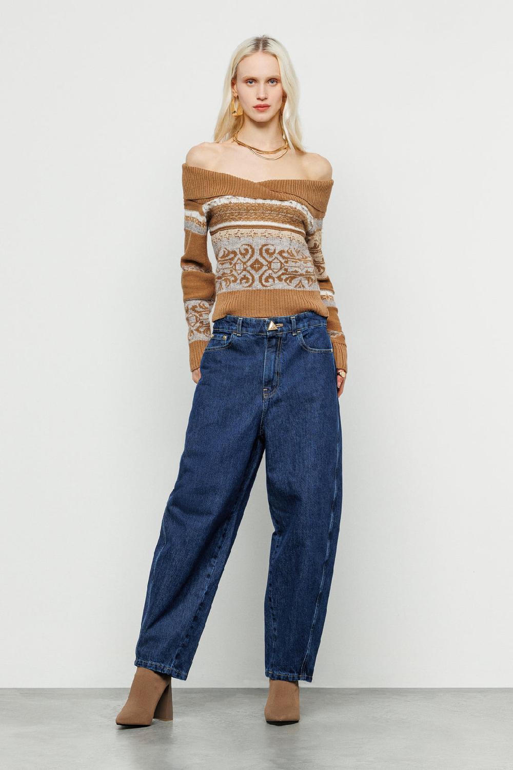 Akep MAGLIA AKEP CON SCOLLO BARDOT IN TESSUTO JACQUARD