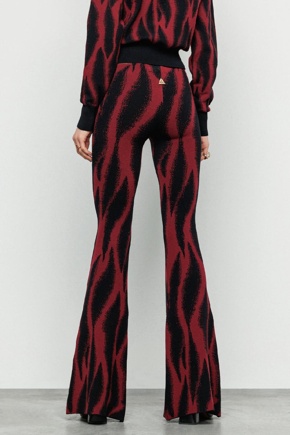 Akep PANTALONE AKEP A ZAMPA JACQUARD ALL OVER ZEBRATO Saldi Di Fabbrica