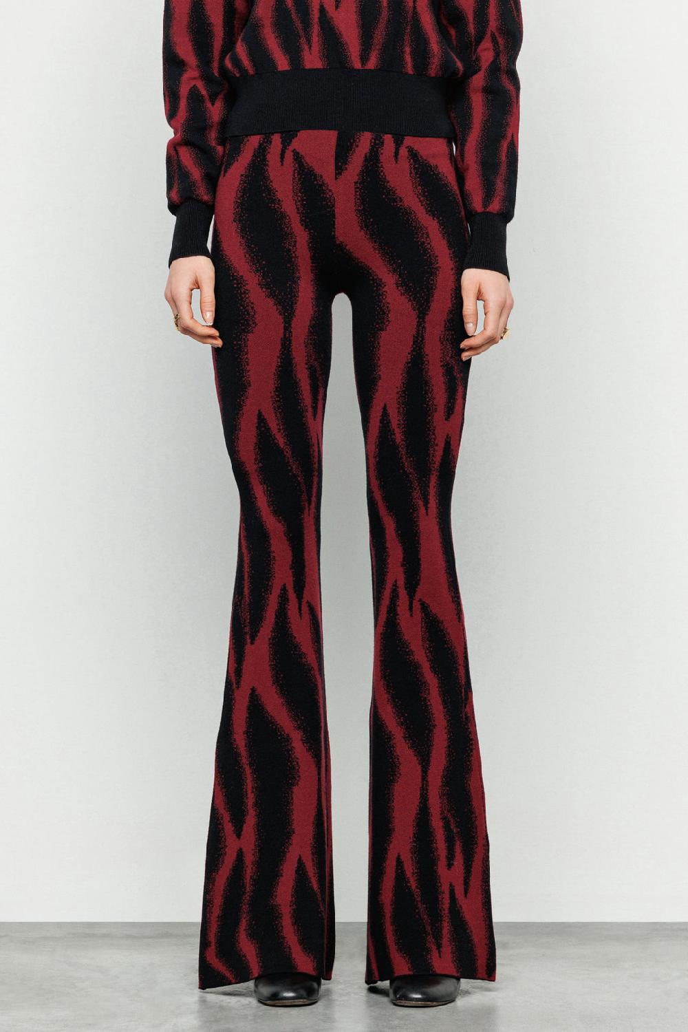 Akep PANTALONE AKEP A ZAMPA JACQUARD ALL OVER ZEBRATO Saldi Di Fabbrica
