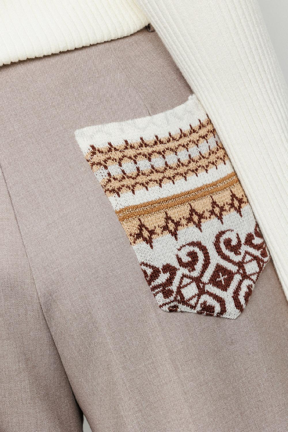Akep PANTALONE BOOTCUT IN FRESCO LANA CON TASCA JACQUARD SUL RETRO Italia