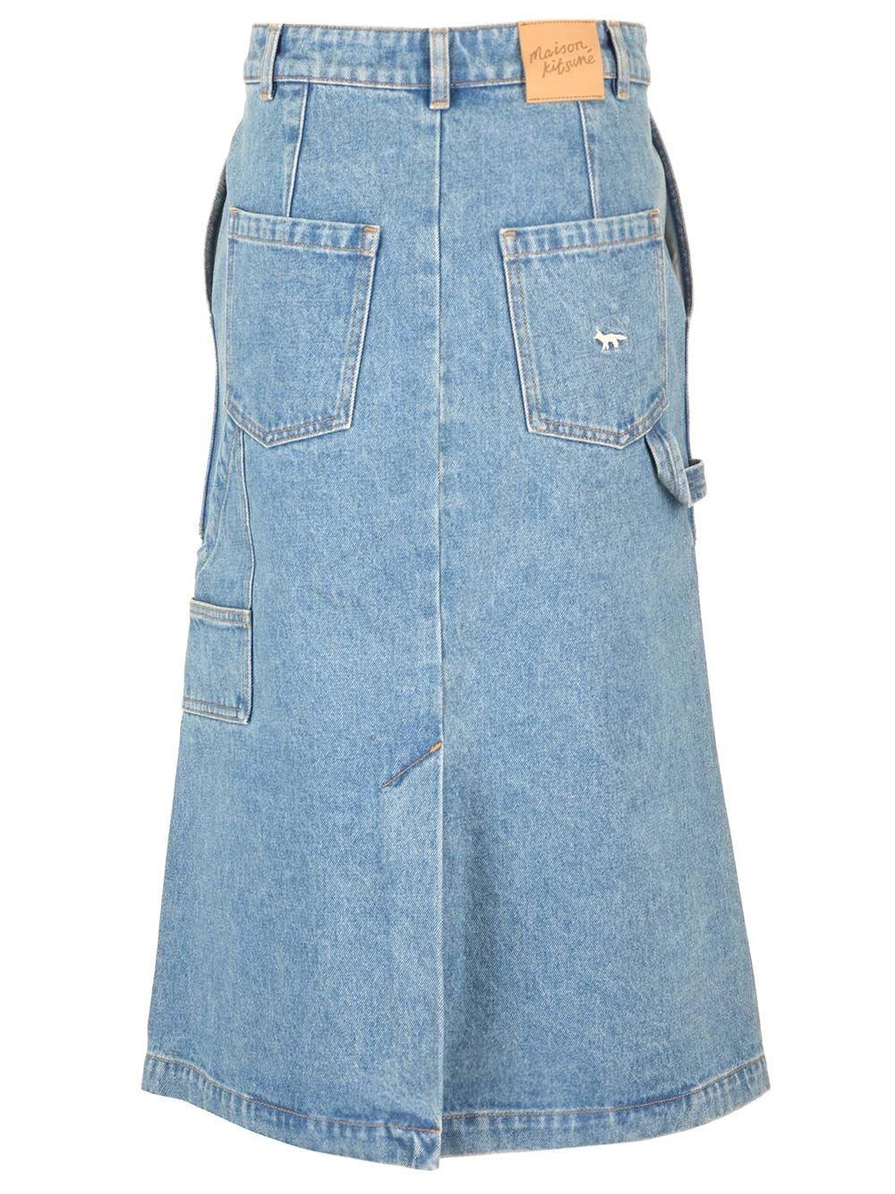 Al Duca D'Aosta Maison Kitsuné Gonna midi in denim Consegna Veloce