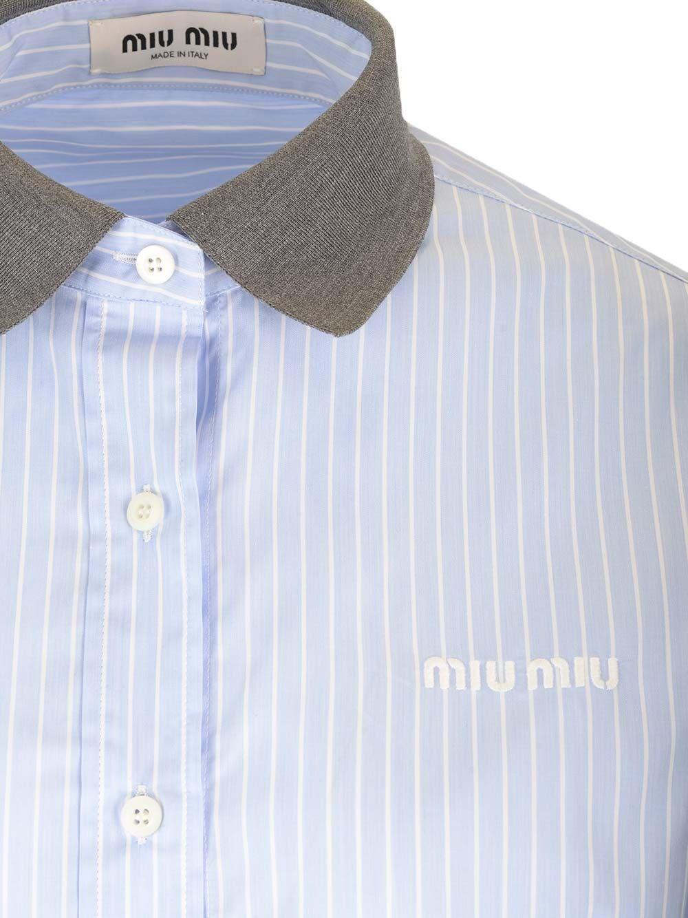 Al Duca D'Aosta Miu Miu Camicia in cotone a righe Saldi Di Fabbrica