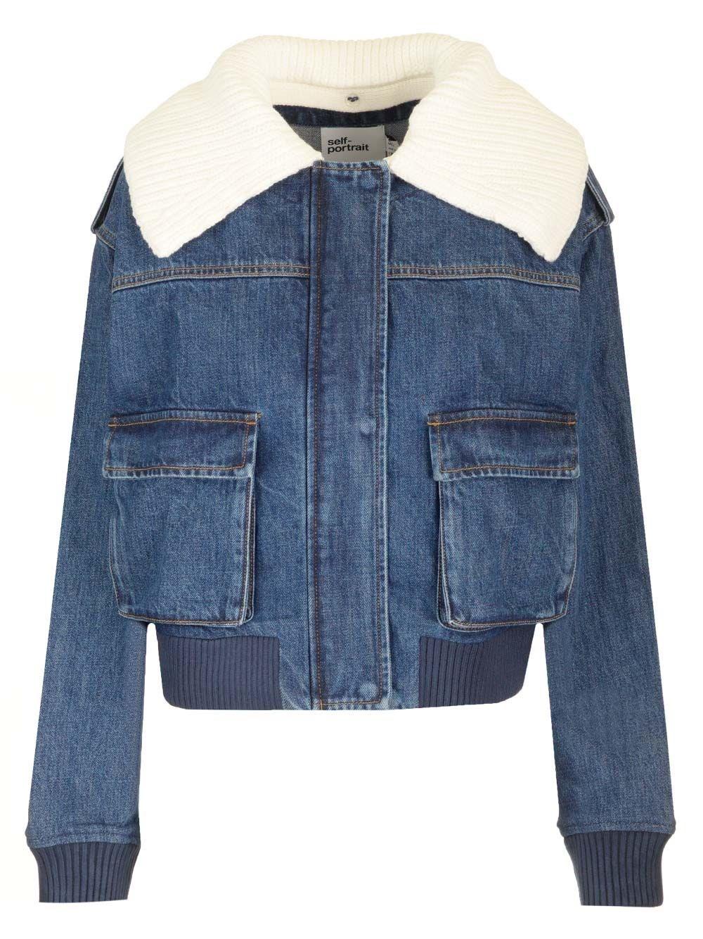 Al Duca D'Aosta Self-portrait Giacca jeans collo in maglia