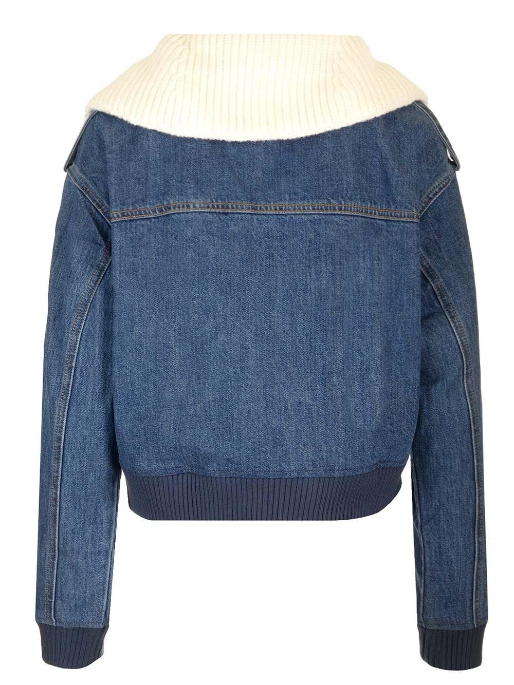 Al Duca D'Aosta Self-portrait Giacca jeans collo in maglia Consegna Veloce