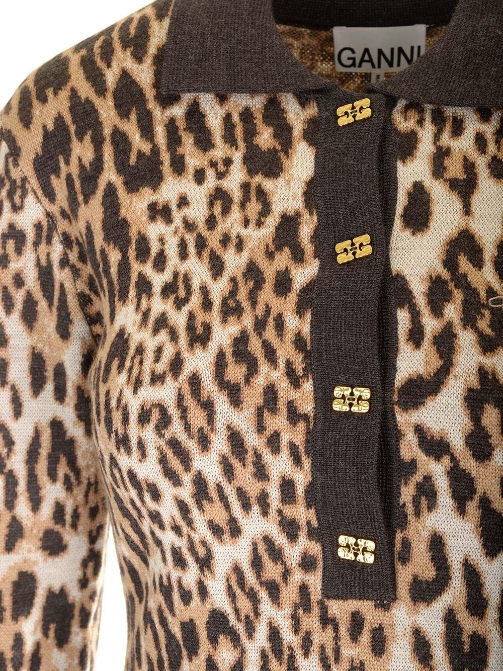 Al Duca D'Aosta Ganni Fine Merino Jacquard Leopard Polo 2025