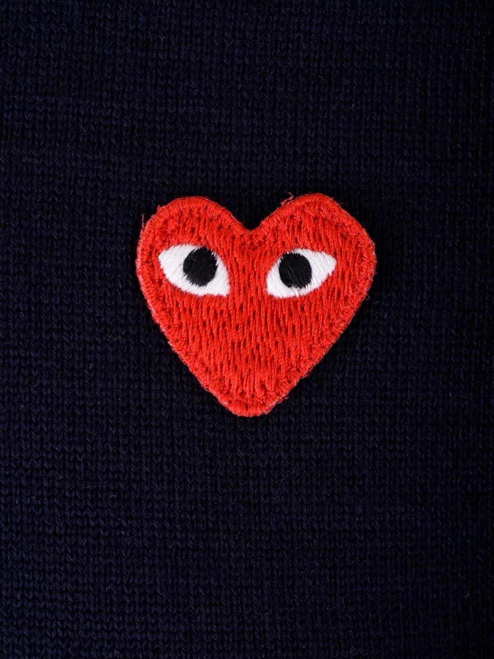 Al Duca D'Aosta Comme Des Garcons Play EX-P1N094 NAVY POLO NECK SHORT SLEEVES COTT POLO Nuovo