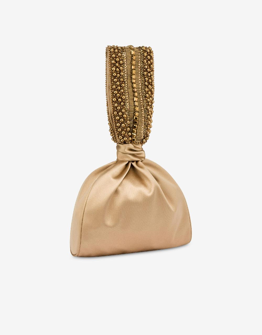 Alberta Ferretti Bucket bag da sera in raso con ricamo perline e strass 50% di sconto per tempo limitato