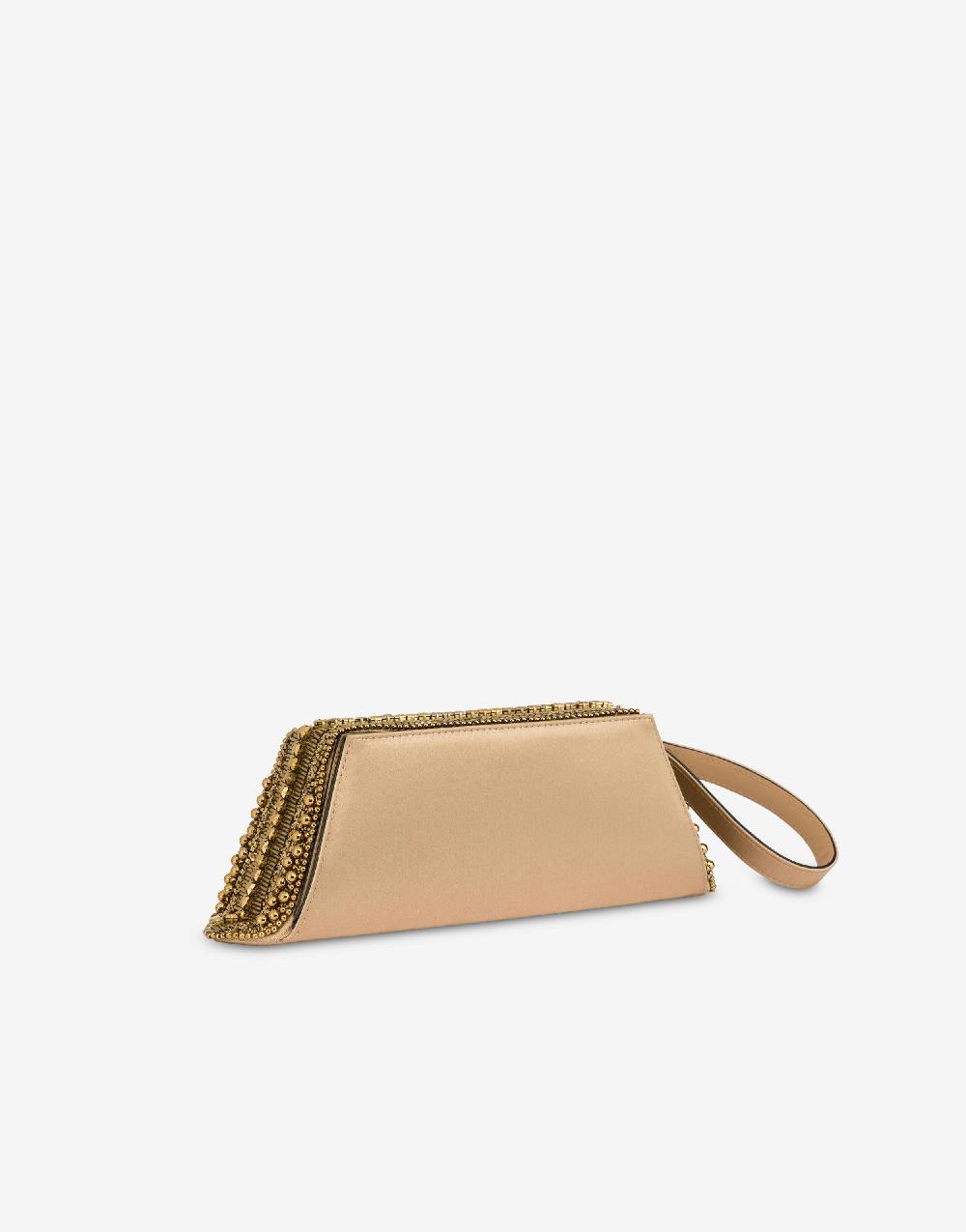 Alberta Ferretti Box clutch in raso con ricamo perline e strass Saldi