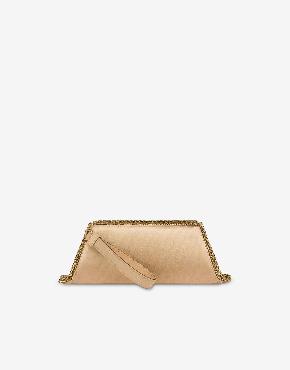 Alberta Ferretti Box clutch in raso con ricamo perline e strass Saldi