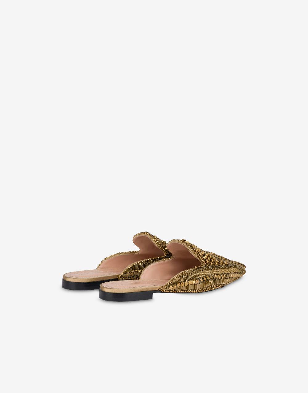 Alberta Ferretti Mia Mule in raso con ricamo perline e strass Vendita Calda