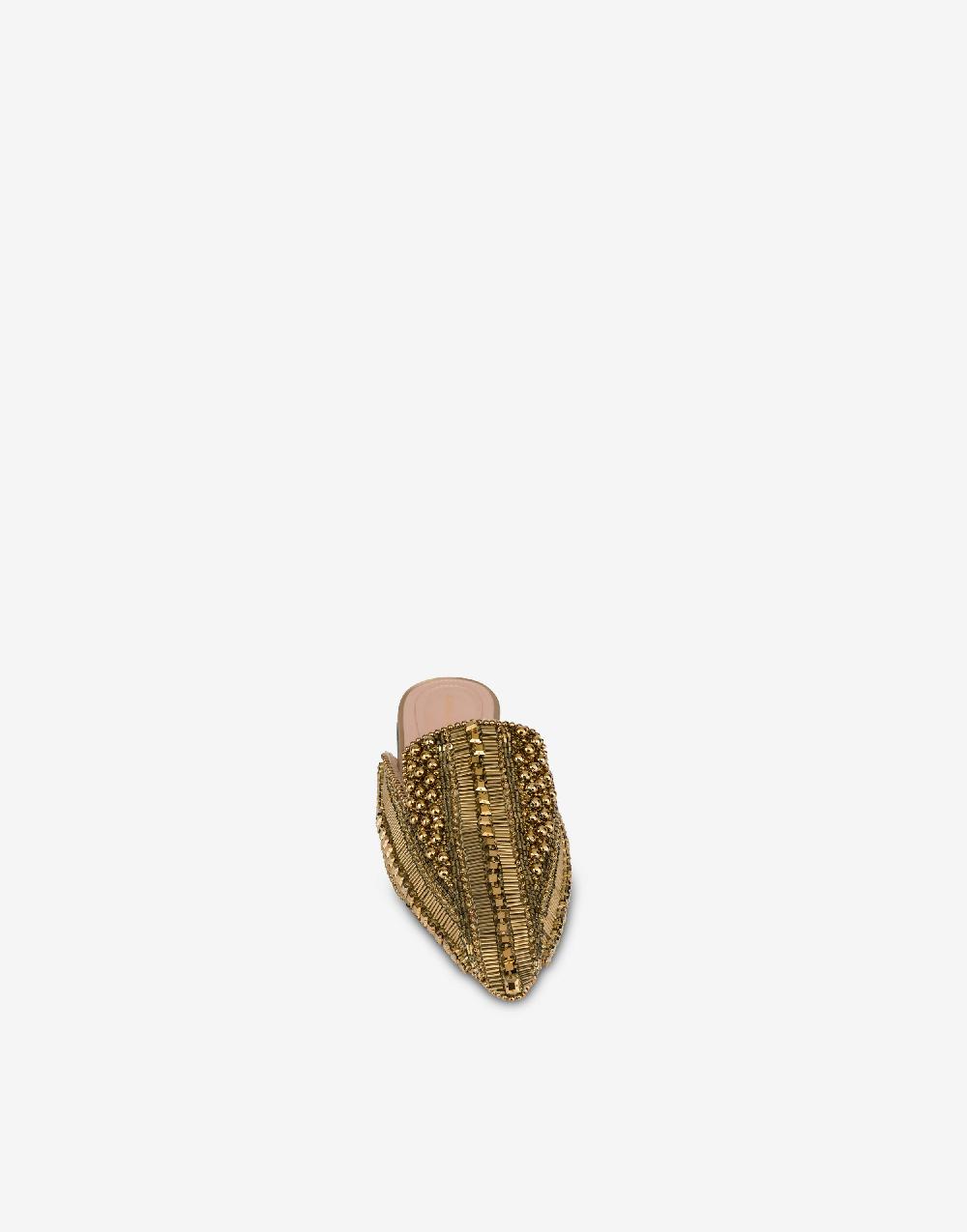 Alberta Ferretti Mia Mule in raso con ricamo perline e strass Vendita Calda