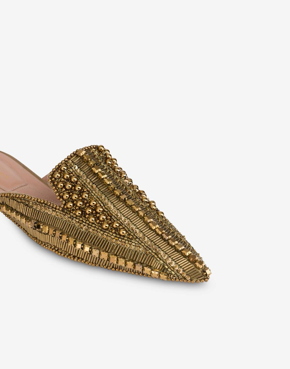 Alberta Ferretti Mia Mule in raso con ricamo perline e strass Vendita Calda