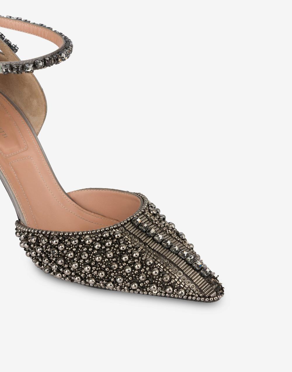 Alberta Ferretti Décolleté d'Orsay in raso con ricamo perline e strass Vendita Economica