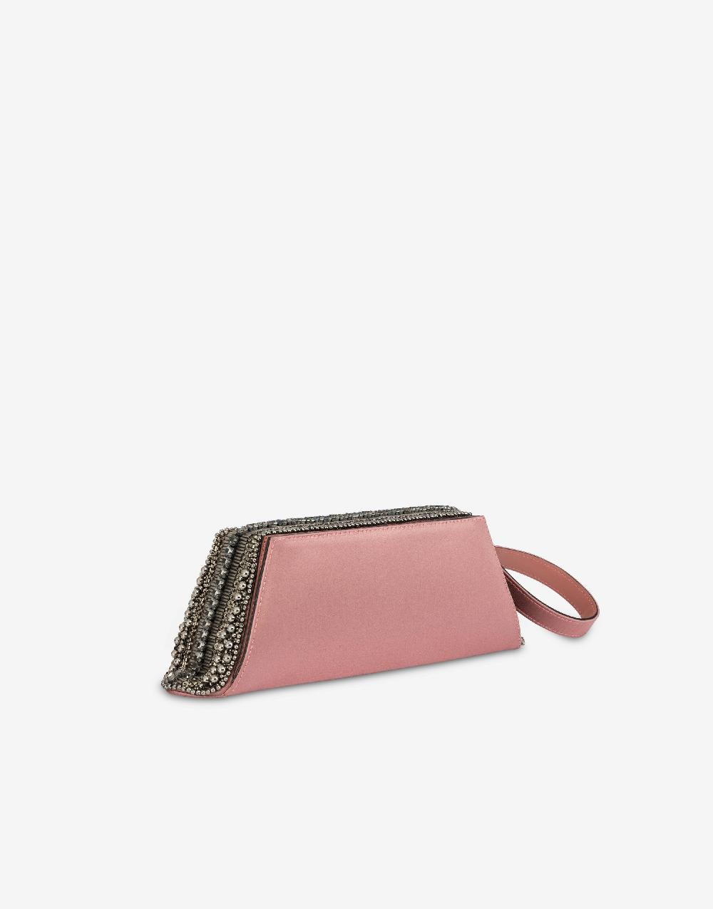 Alberta Ferretti Box clutch in raso con ricamo perline e strass I Più Venduti