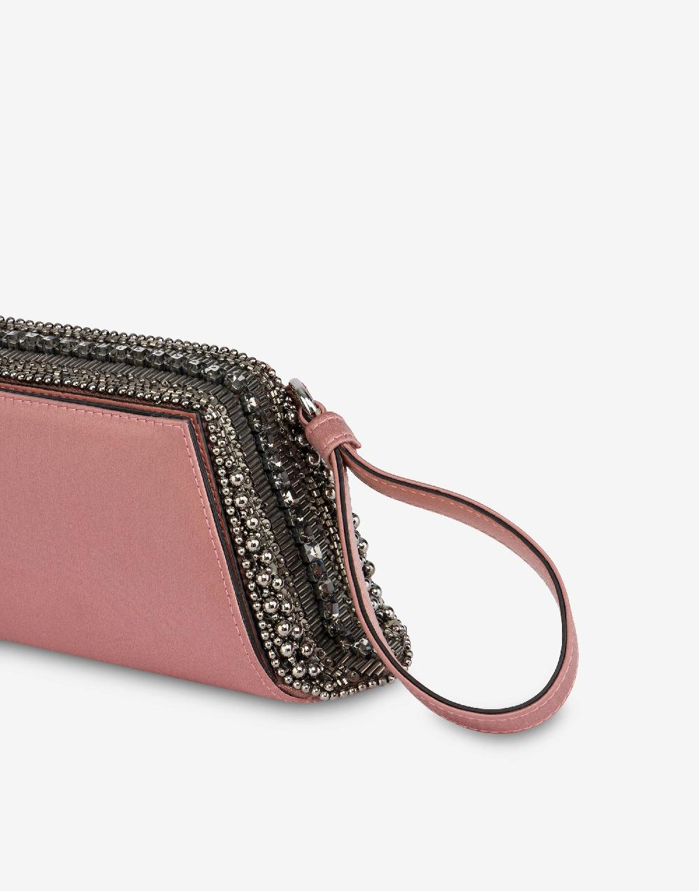 Alberta Ferretti Box clutch in raso con ricamo perline e strass I Più Venduti