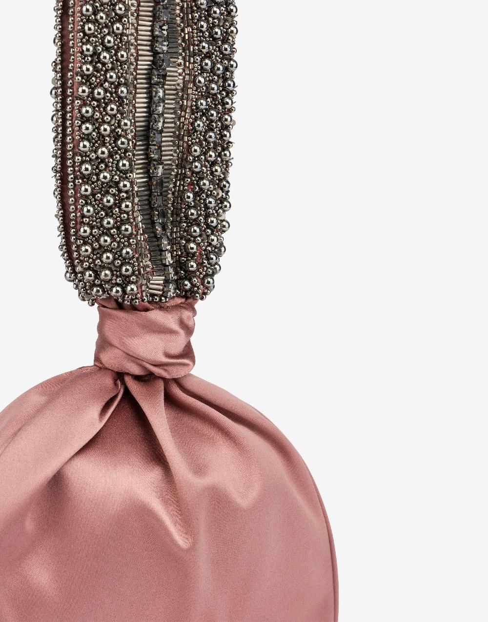 Alberta Ferretti Bucket bag da sera in raso con ricamo perline e strass Vendite Flash