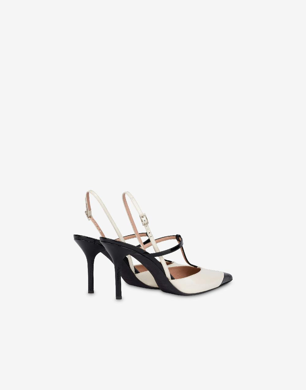 Alberta Ferretti Slingback in vitello lucido bicolor 90's In Saldo