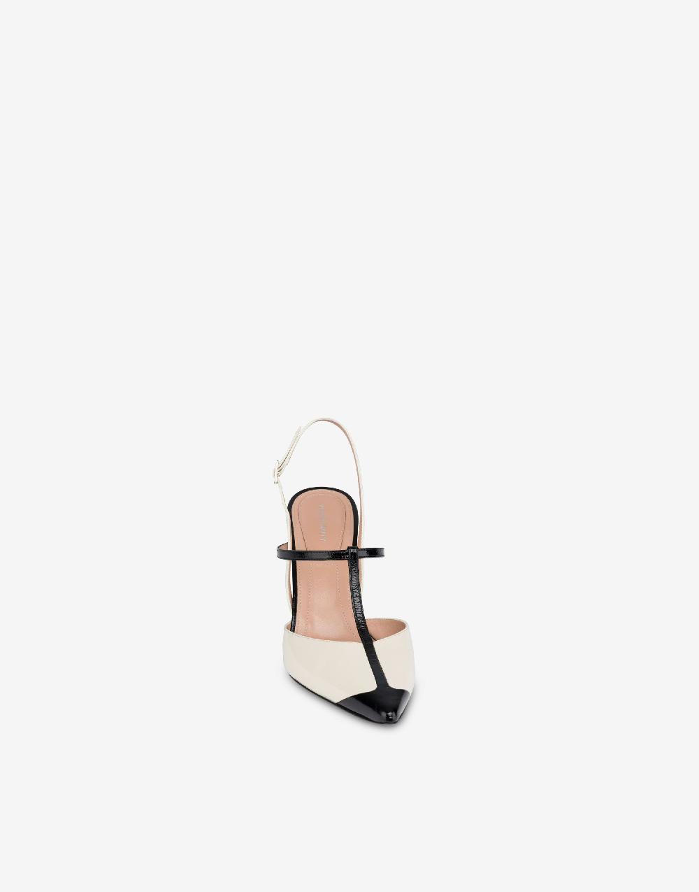 Alberta Ferretti Slingback in vitello lucido bicolor 90's In Saldo