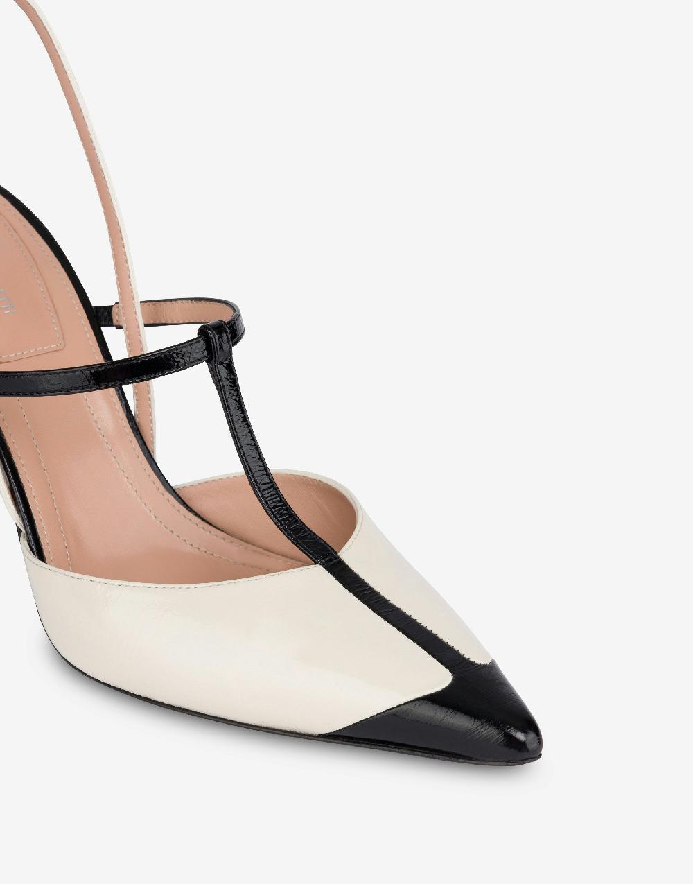 Alberta Ferretti Slingback in vitello lucido bicolor 90's In Saldo