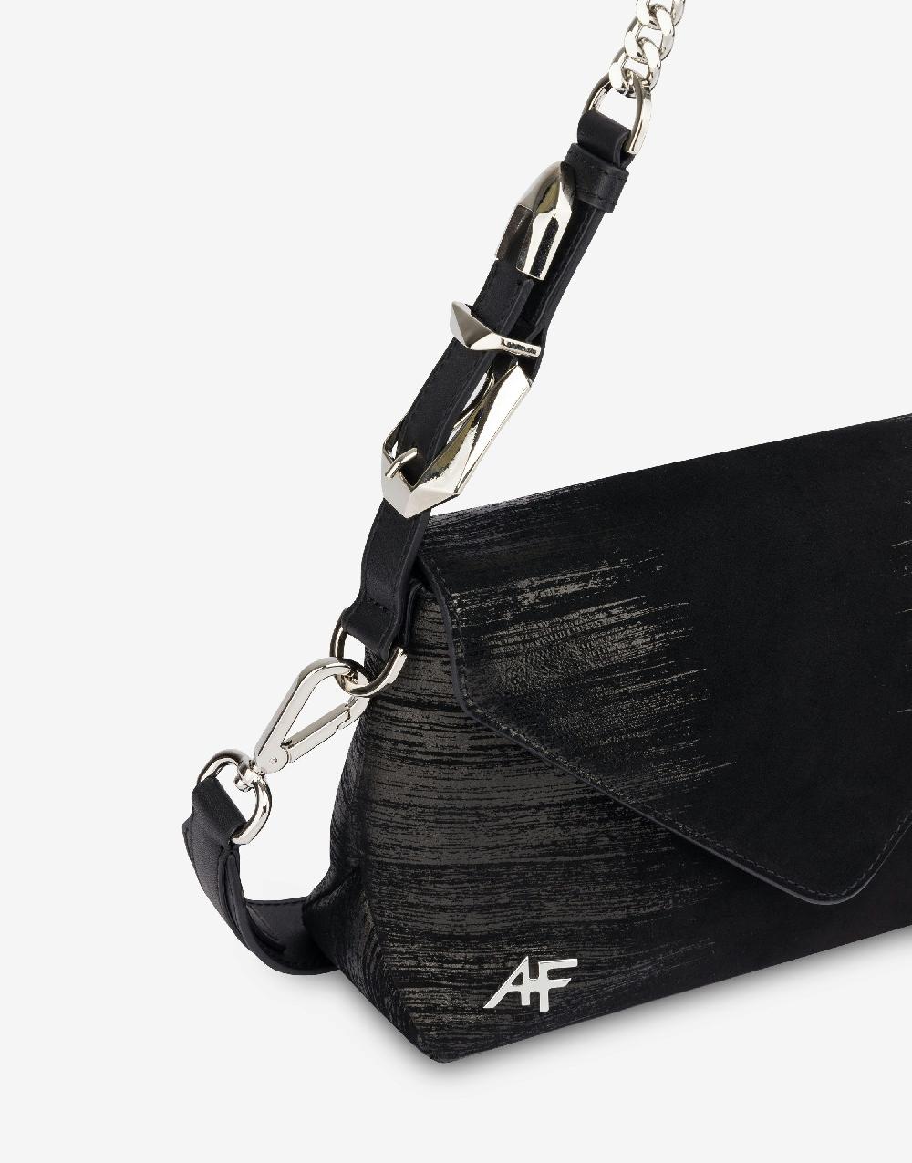 Alberta Ferretti Dori bag small in camoscio con serigrafia lamina Nuovo