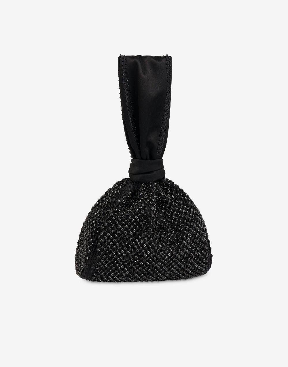 Alberta Ferretti Bucket bag da sera in raso con ricamo strass Qualità
