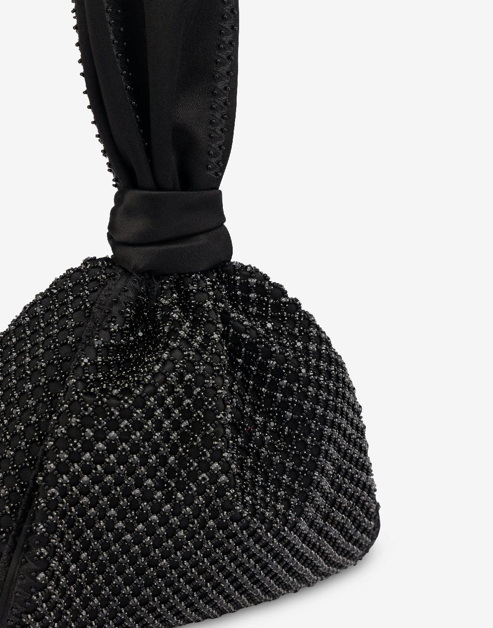 Alberta Ferretti Bucket bag da sera in raso con ricamo strass Qualità