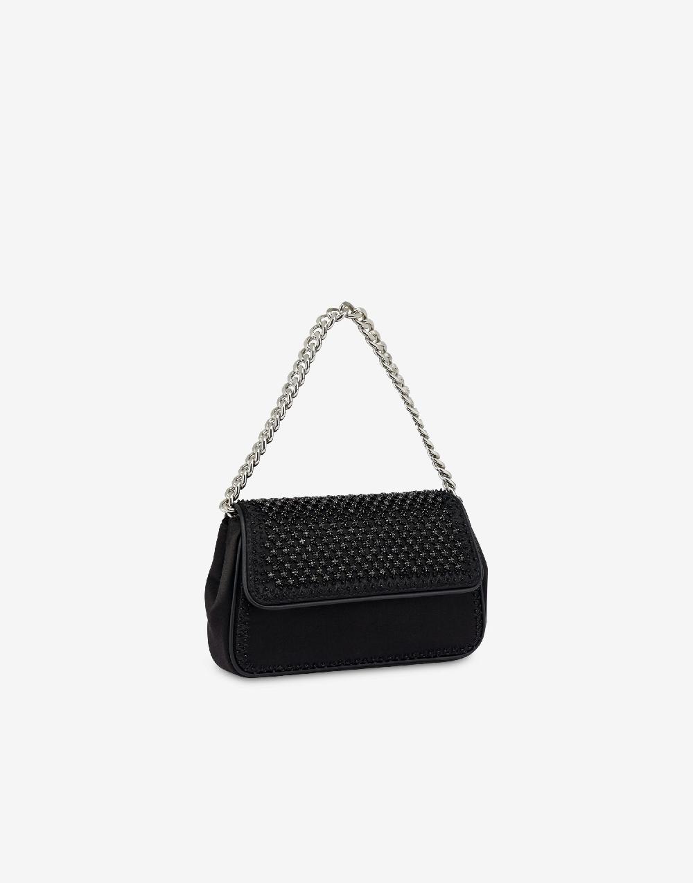 Alberta Ferretti Borsa a spalla in raso con ricamo strass Vendita