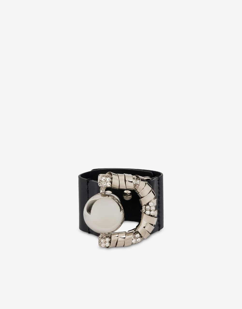 Alberta Ferretti Bracciale in vitello e metallo argento