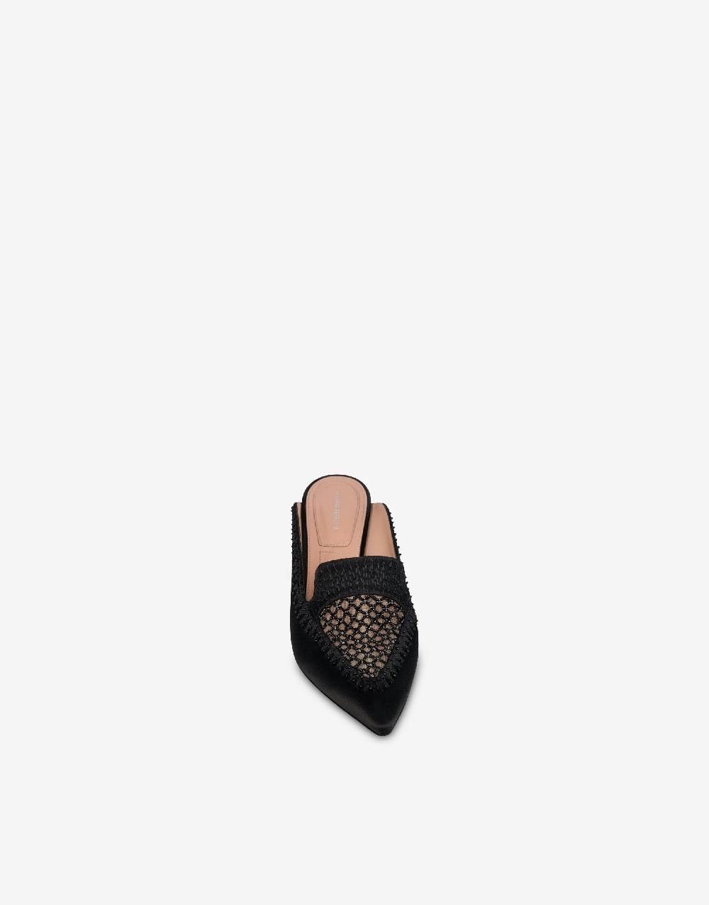 Alberta Ferretti Sabot in raso con ricamo strass Pezzi Unici