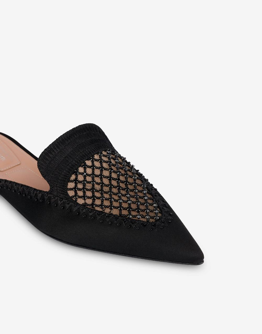Alberta Ferretti Mia Mule in raso con ricamo strass Soddisfazione Garantita