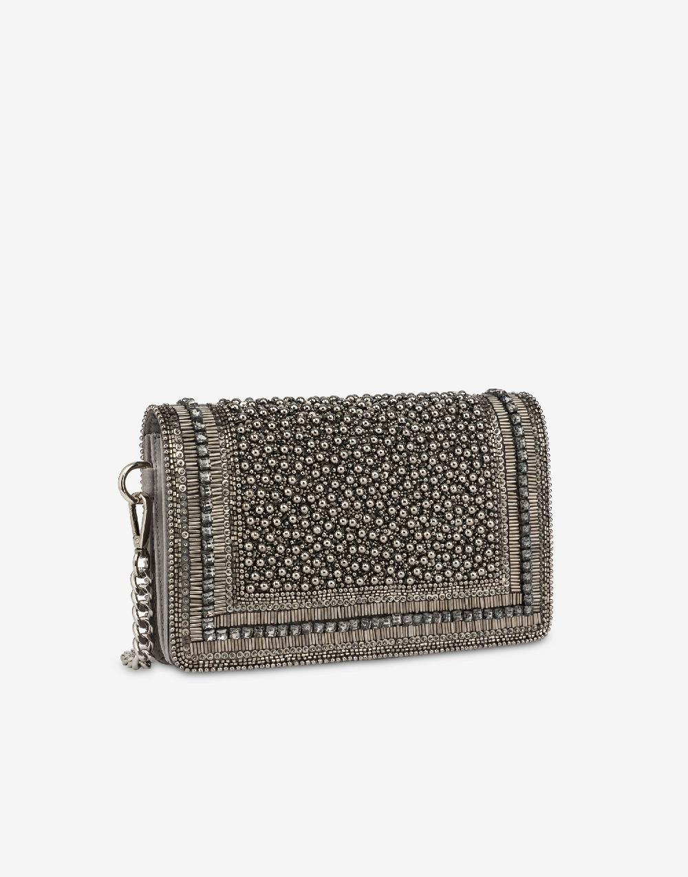 Alberta Ferretti Clutch in raso con ricamo perline e strass Prezzo Ridotto