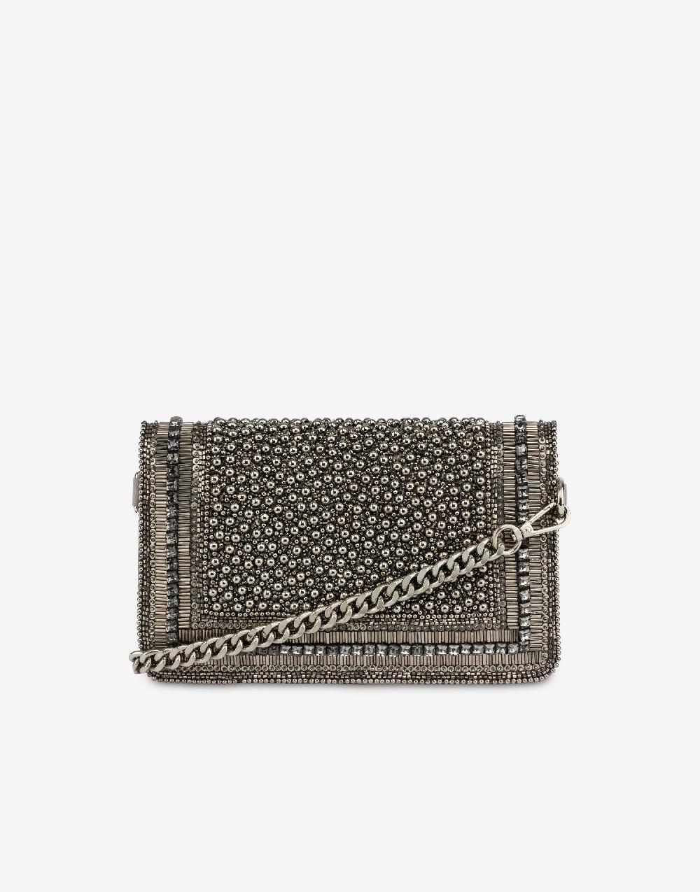 Alberta Ferretti Clutch in raso con ricamo perline e strass Prezzo Ridotto