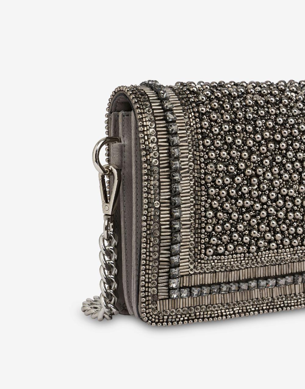 Alberta Ferretti Clutch in raso con ricamo perline e strass Prezzo Ridotto