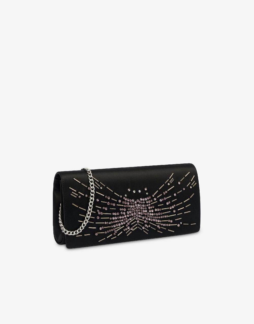 Alberta Ferretti Clutch in raso con ricamo perline e strass Offerta esclusiva