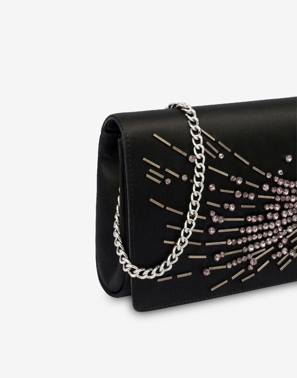 Alberta Ferretti Clutch in raso con ricamo perline e strass Offerta esclusiva